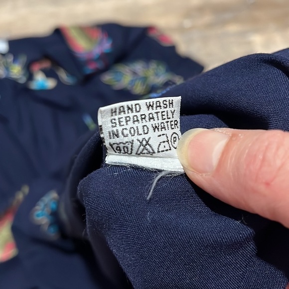 Sunny Oceans Navy Blue Square Neck Embroidered Dress or Swimsuit Cover Up Large - Picture 11 of 12